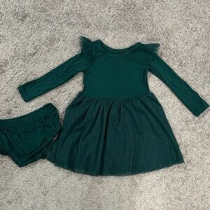 Little Sleepies Play Emerald Green Dress with tutu and bloomers. 12-18 Months